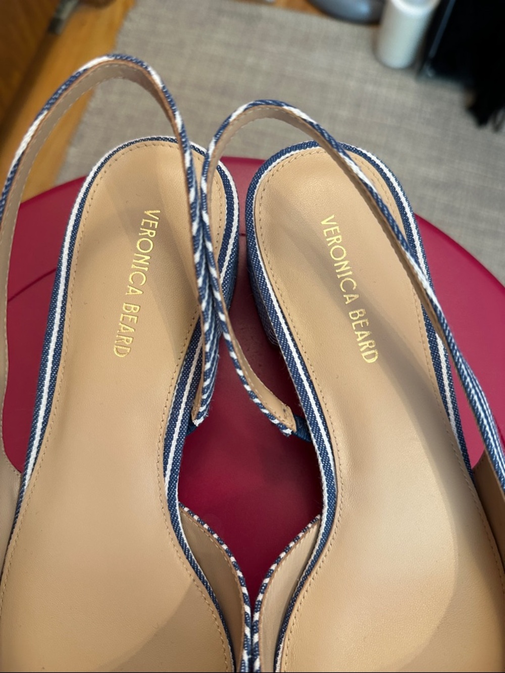 Veronica Beard Cecile Pinstripe Slingback Shoes size 7. - Picture 6 of 14